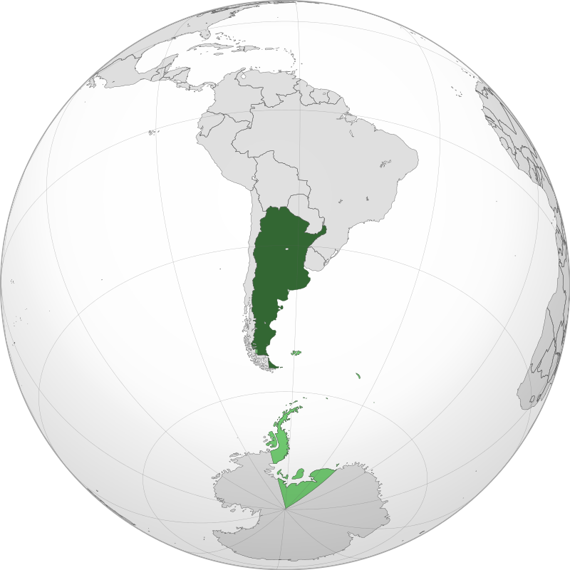 Ubicación de Argentina en el mundo