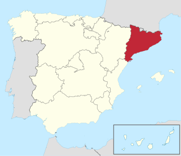 Ubicación de Cataluña en España