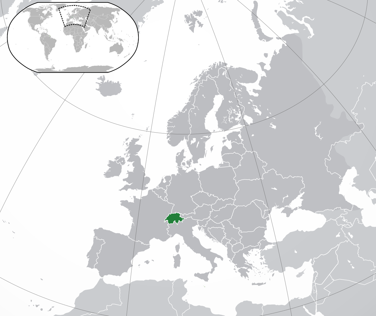 Ubicación de Suiza en el mundo